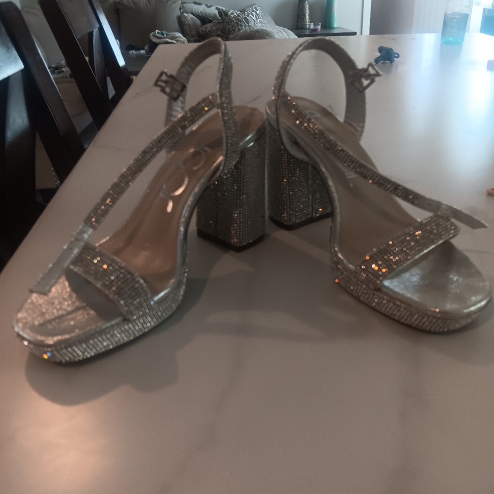 Sugar Silver Glitter Heels